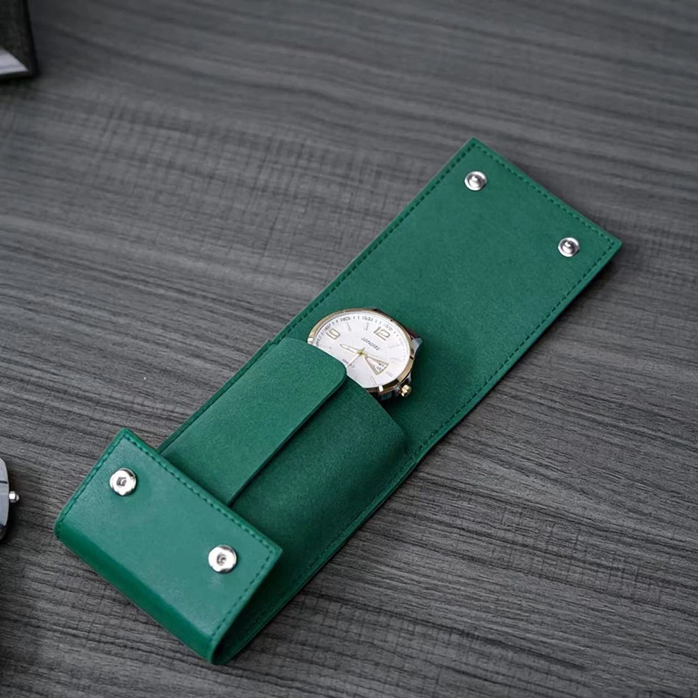 Single Leather Travel Pouch Wholesale Portable Watch Storage Case for 1 Slot Watch Boxes & Cases