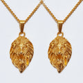 Hiphop King Lion Necklace Mythology Skull Pendant Medusa Compass Stainless Steel 18K Gold Plated Lion Head Pendant Men Necklace