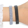 Customized Luxurious Handmade Great Wall Pattern Lucky Huizi Ethnic Style Stainless Steel Spring Mesh Stretch Bracelet for Men
