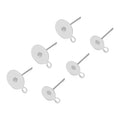 Long 12mm Pin Silver Surgical Stainless Steel Flat Pad Post Stud Earring Findings