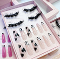 New Design Private Label Christmas Faux Mink Eyelashes and Nails Kit 24pcs Press on Nails and 2pairs Eyelashes Set