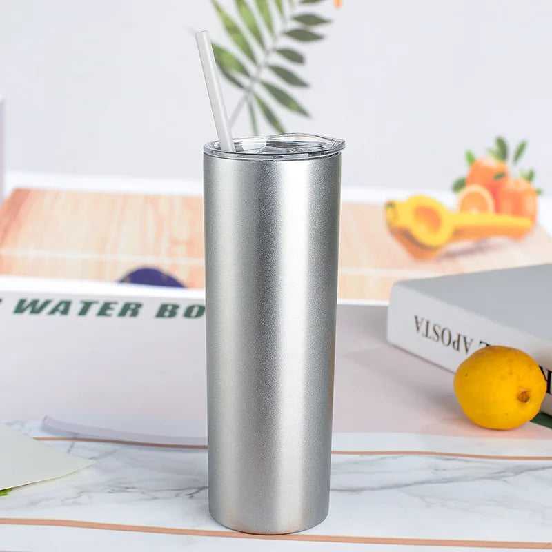 20oz Stainless Steel  Straight Coffee Cup Straw Cup Car Water Cup Can Be Customized Logo