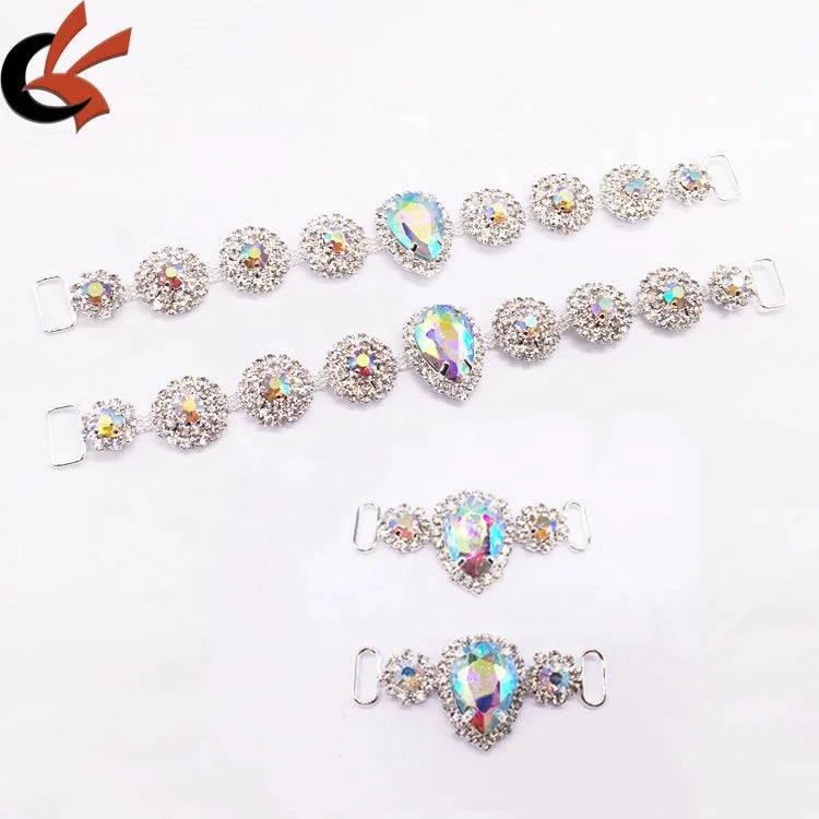 Wholesale Fashion Swimsuit Silver Set Crystal Rhinestone Bikini Connector for Bodybuilding Competition