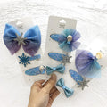 Children Head Hair Accessories Blue Color Snowflake Hair Clip Cute Bowknot Hair Clips Infantil for Kids Pretty Bobby Pins
