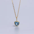 Casual S925 14k Gold Plated 5a Zircon Tiny Blue Stone Heart Necklace