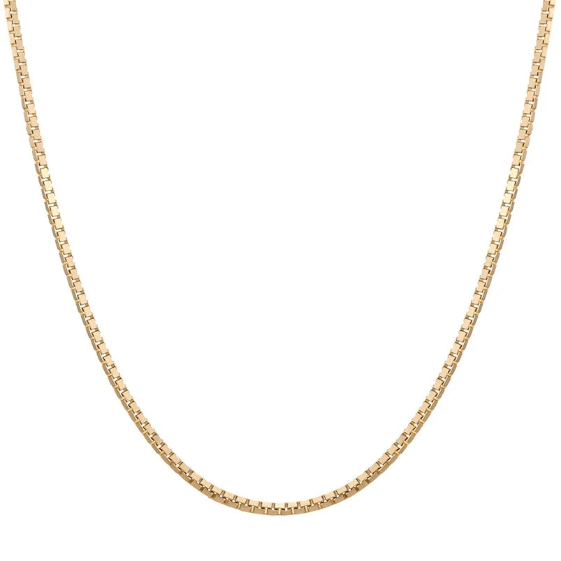Gemnel Recycled 925 Sterling Silver Minimalist Medium 1.5mm Box Chain Women Necklace