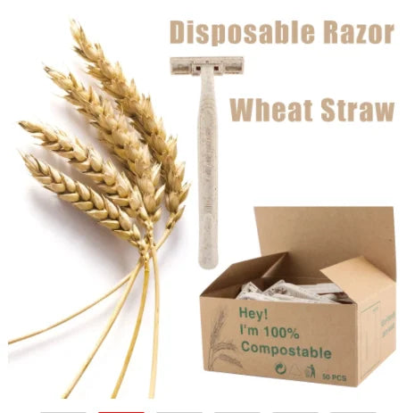 Biodegradable Razor Wheat Straw Shaving Razor Twin Hotel Disposable Razor for Daily Shave
