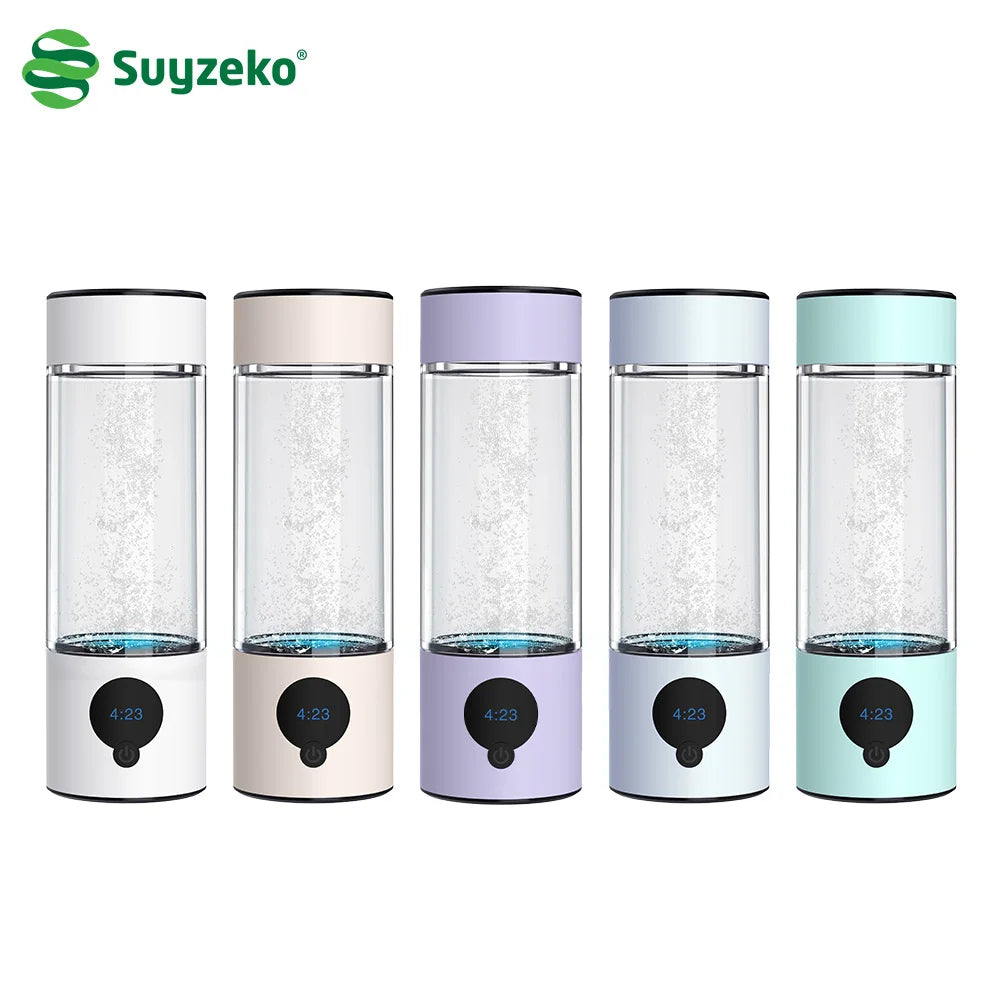 Suyzeko 4600ppb+ High Purity Hydrogen-Rich Water Generator SPE Electrolysis Technology 390ml Portable Hydrogen Water Bottle