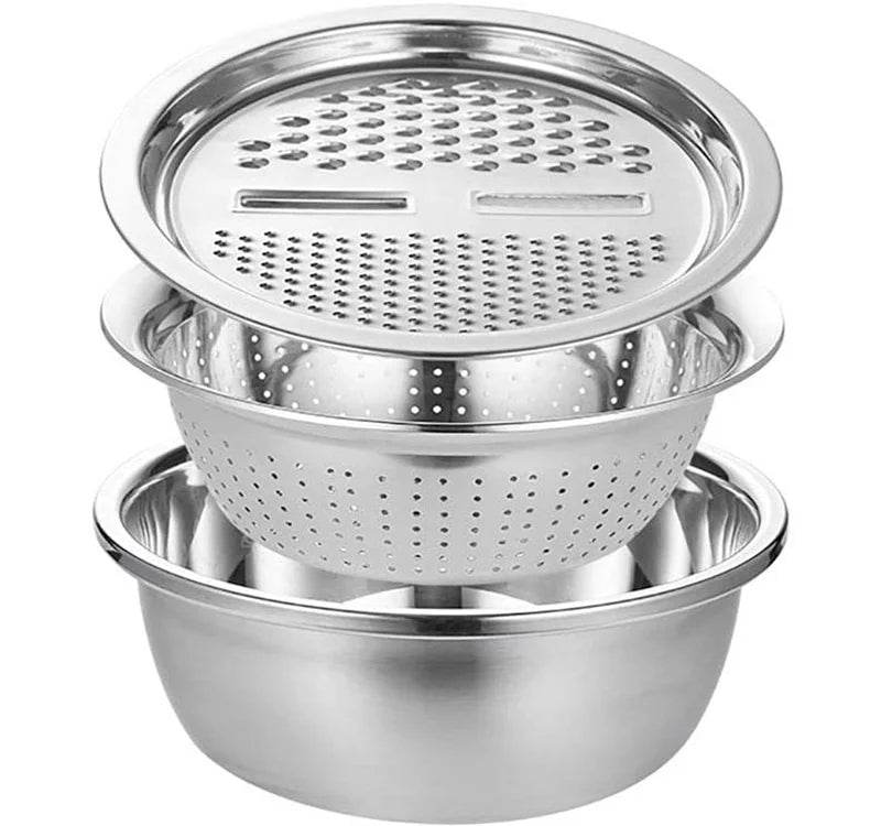 Multifunctional Stainless Steel Basket Multi-Purpose Slice Planer Basin Eco-Friendly Fruit & Vegetable Tools 1pc