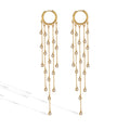Multi Dangling Bezel Chain 18K Gold  Drop Earrings S925 Sterling Silver 925 Hoops Earrings with Long Tassel Gift for Her