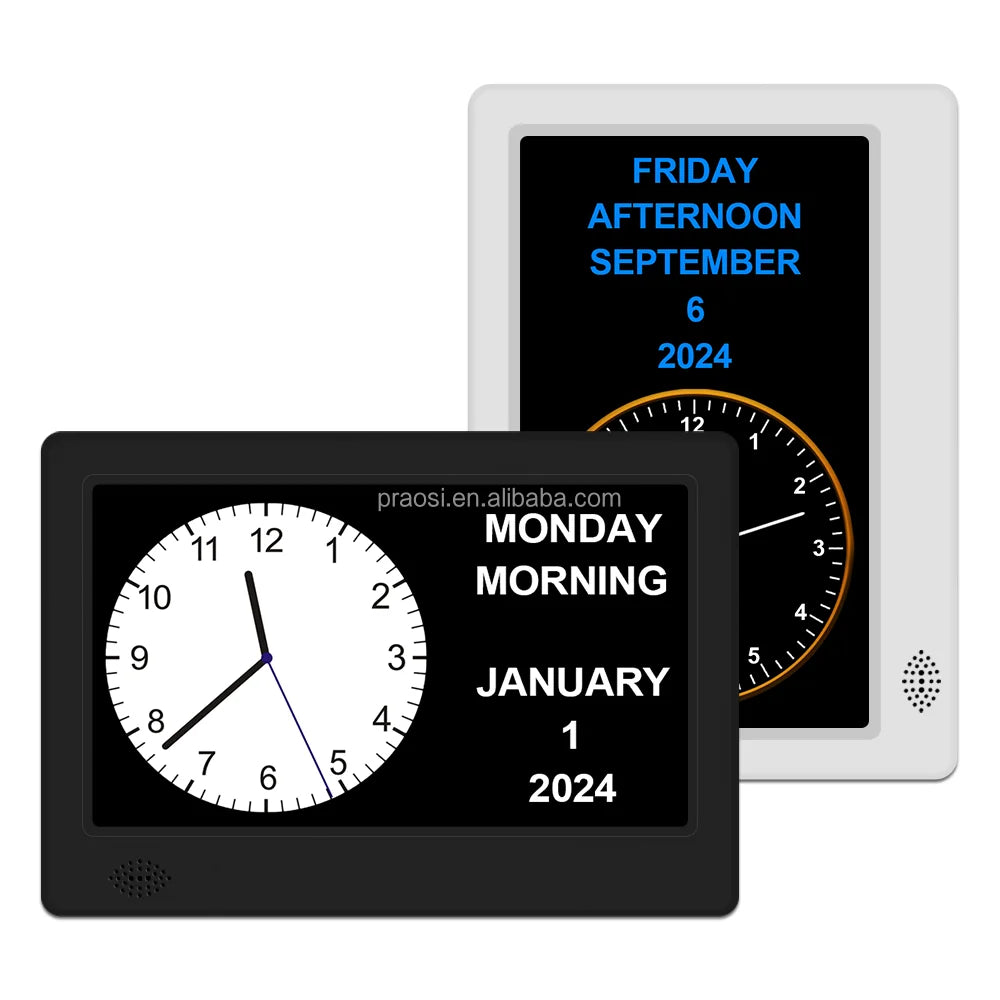 Pros 7 Inch LED Digital Desk Clock Large Letter Week/Month/Year Reminder for Dementia Memory Loss Clock Electronic