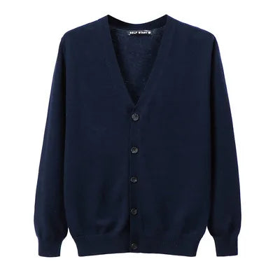 Sweater Cardigan Men's Loose Long Sleeve Hot Sale Casual V Neck Button Cotton Standard Wool Men Computer Knitted Winter