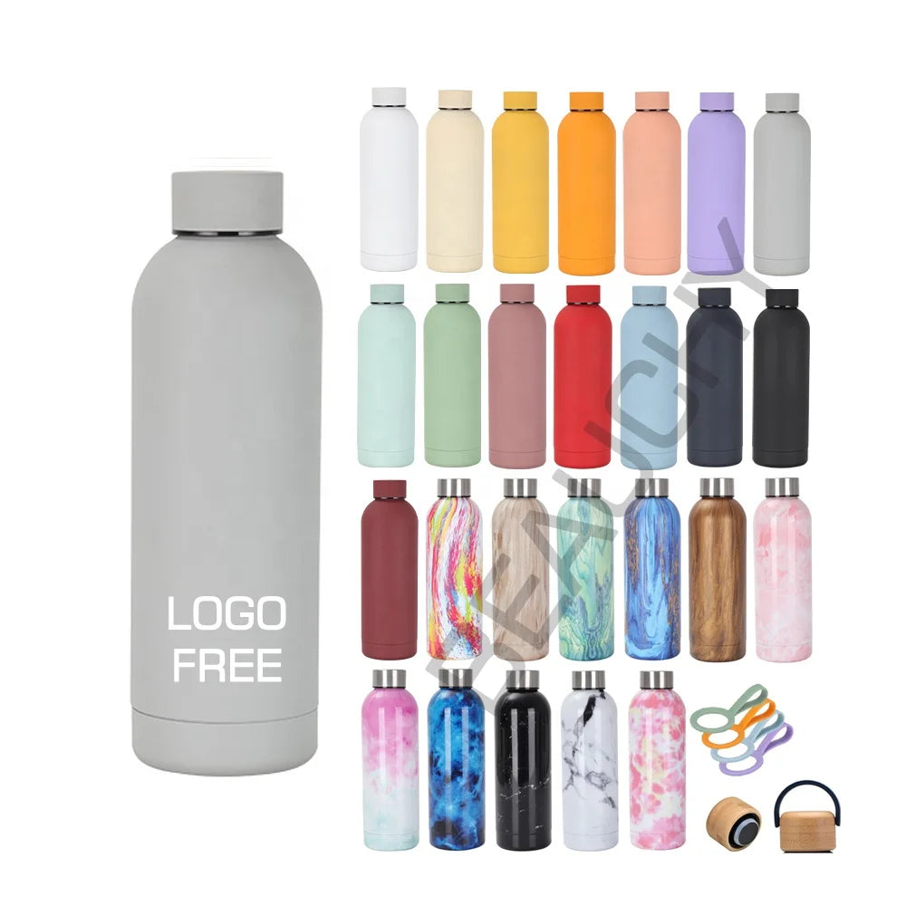 Drink Bottle Stainless Steel Custom Logo Double Wall Vaccum Flask SUS304 Thermal Rubber Paint Matte Sports Water Bottle Bpa Free