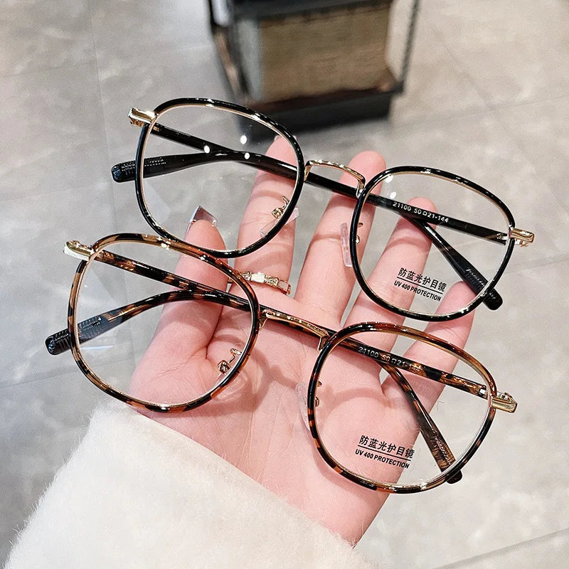 Lucky Vintage Fashion Eyewear TR Metal Eyeglasses Frames Custom Retro Optical Anti Blue Light Glasses