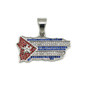 Creative Jewelry Stainless Steel rainbow Diamond Map Charm Necklace Men