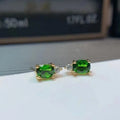 Factory Supply Hot Sale Custom Gold Plated Chunky Green Packaging Natural Diopside Earrings Wholesale
