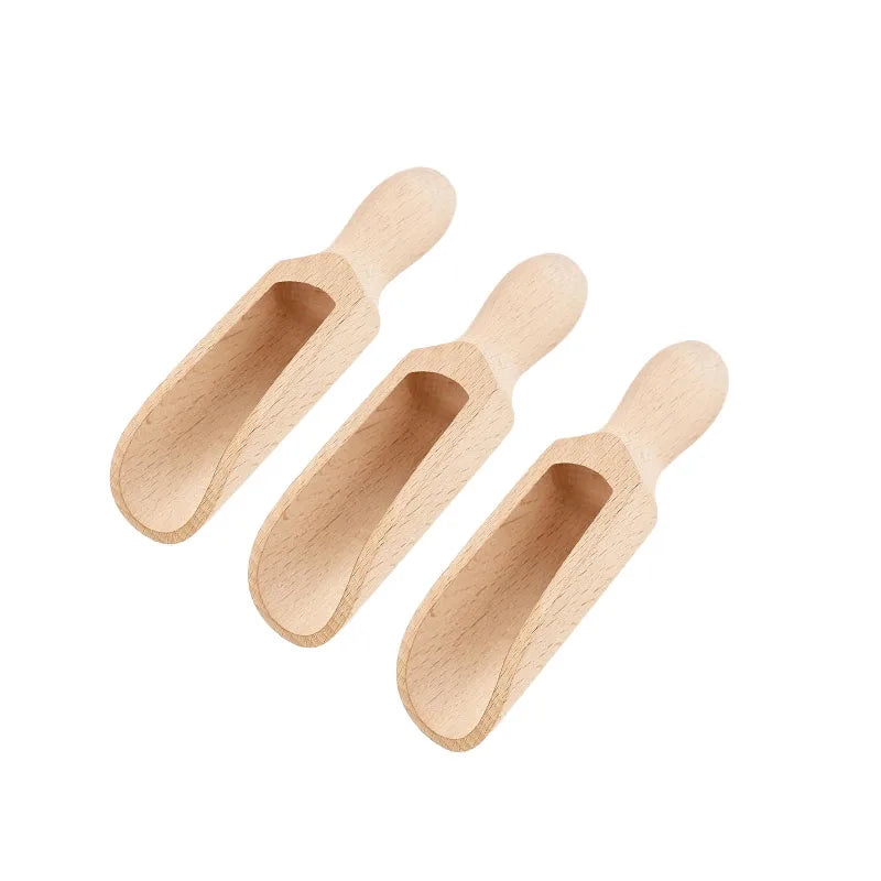 Natural Eco Friendly Custom Engrave Logo Sugar Scrubs Tea Coffee Spice Spoon 5.5 Inch Beech Wood Bath Salt Scoop