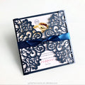 Dark Blue Invitation Card Laser Cut Paper Slay-up Holiday Cards Lace Wedding Birthday Invitation Cards