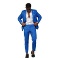 Blue  Plaid Design Men's Suits 2 Pieces SetBlazer Pants Single Breasted 2 Buttons Modern Wedding Tuxedos Prom Suits