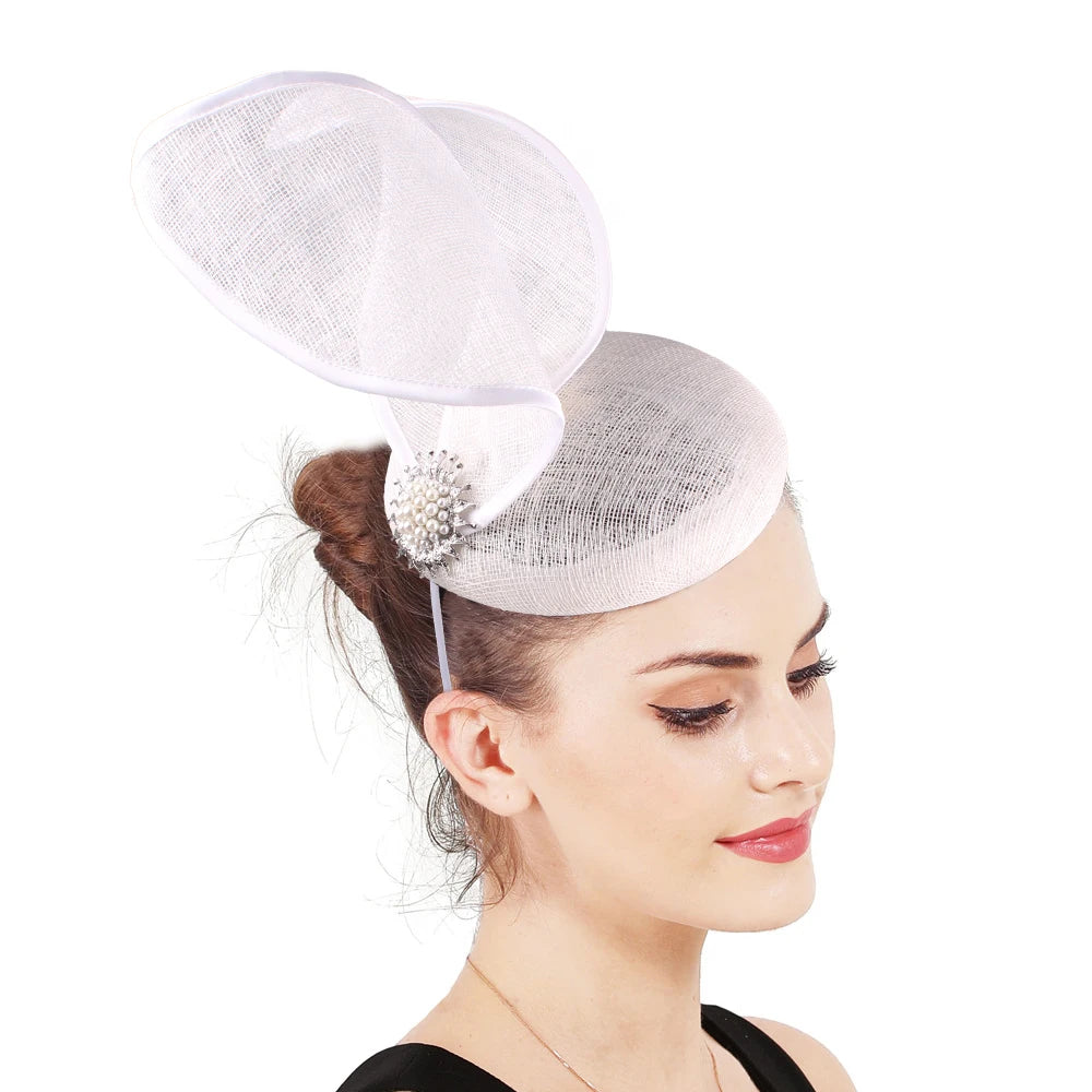 New High End Hemp Yarn Bridal Vintage Derby Church Kentucky Ascot Hats Headband Hair Band Fascinator