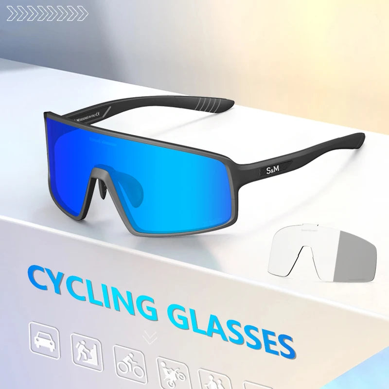 Custom Cycling Glasses 2 Lens UV400 TR90 Sports Phtochromic Sunglasses Mirror Lenses Road Bike Interchangeable Lenses Eyewear