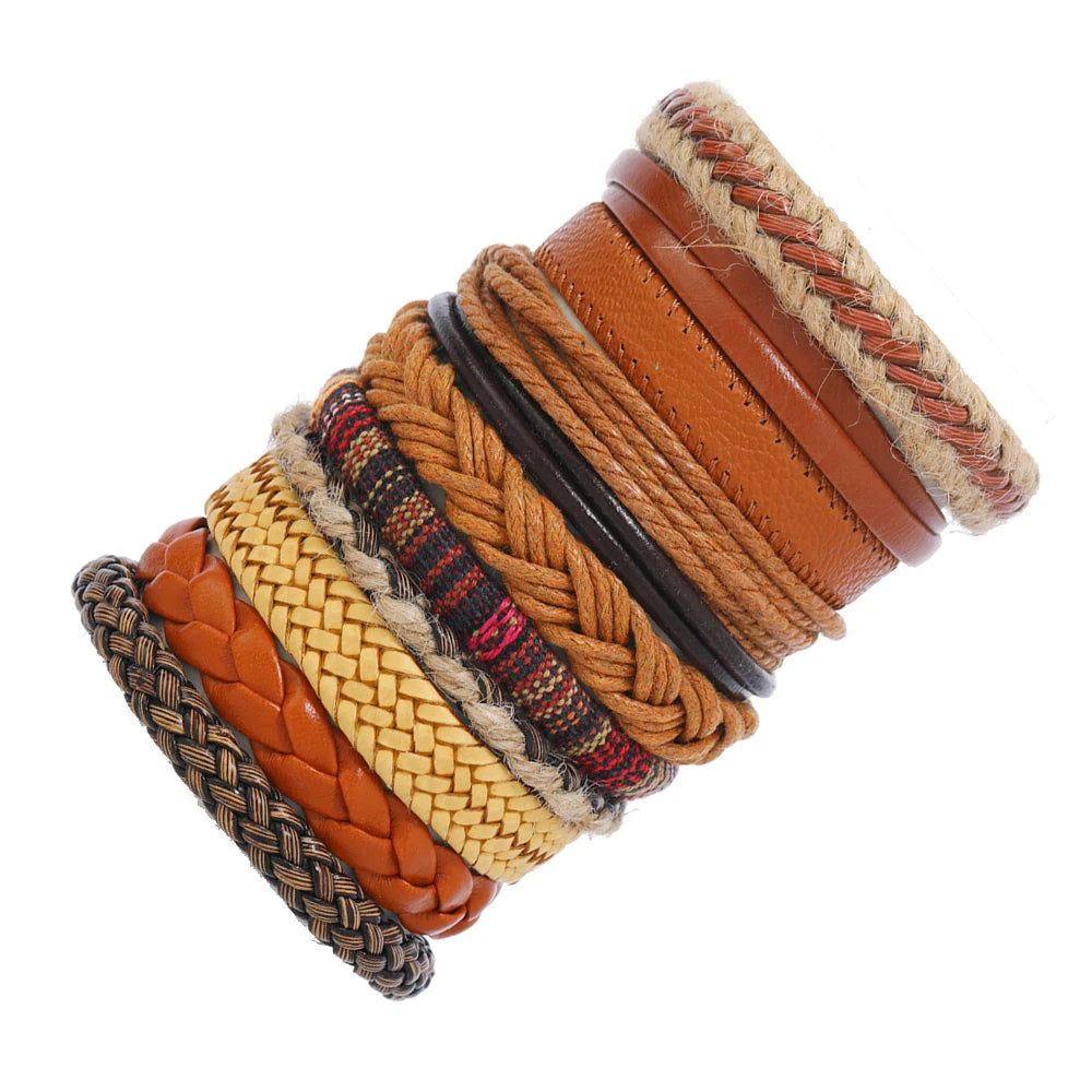 10pcs Vintage Leather Bracelets Jewelry Wholesale Handmade Braid Bracelet for Men Women