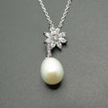 Beautiful Natural Freshwater Pearl Pendant Necklace S925 Sterling Silver Natural White Pearl Jewelry