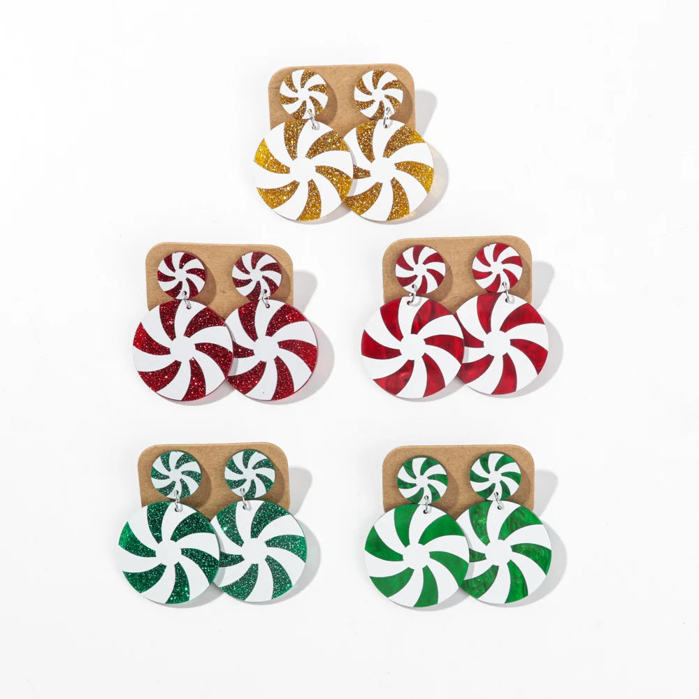 Factory Direct Sales Hip Hop Christmas Shiny Round Candy Earrings Creative Coloured  Acrylic Earrings for Women