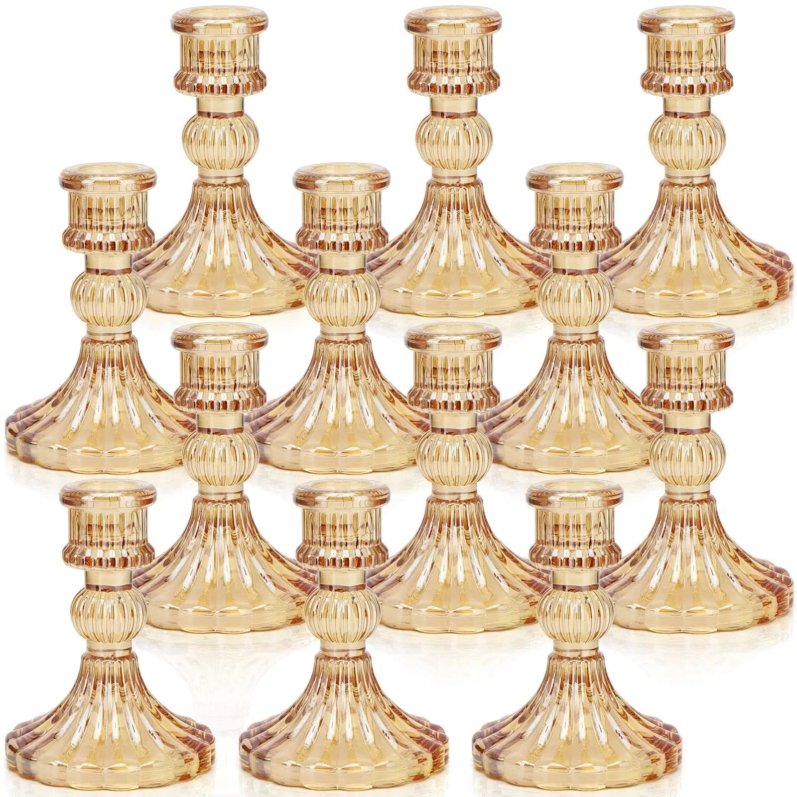 Factory Wholesale 12Pcs 4" Glass Candle Stand Bulk Home Decor Wedding Valentine's Day Festival Party Windowsill Decor