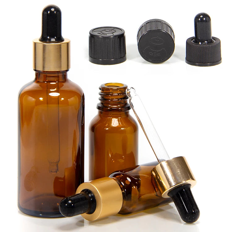 Wholesale Boston Round Blue Amber Essential Oil Glass Bottles With Screw Cap