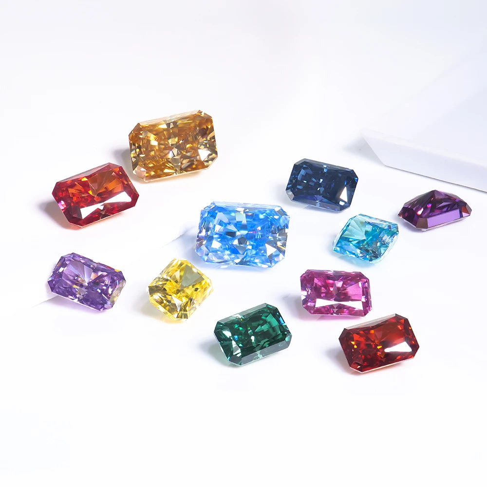 Source Factory 1-10ct Blue Purple Garnet Green Violet Champagne pink Yellow Colored Radiant Cut Mossanite Moissanite Diamond
