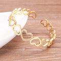 QIKU Fashion Hollow Heart Shape Bangle Copper Cubic Zirconia Crystal Rhinestone Bracelet Female Luxury Jewelry Accessories Gift
