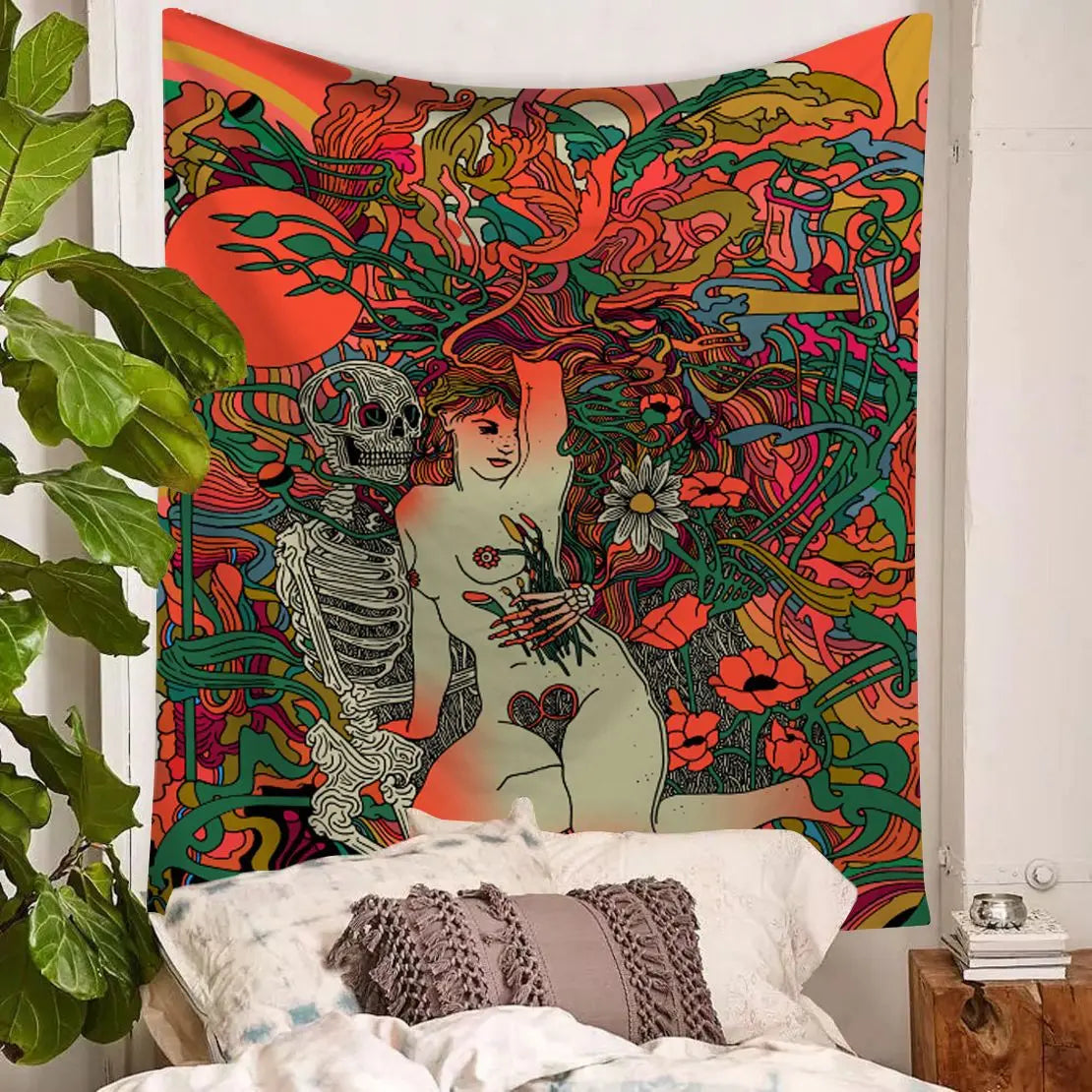 Watercolor Banshee Wall Hanging Polyester Thin Section Nordic Girl Bedroom Tapestry