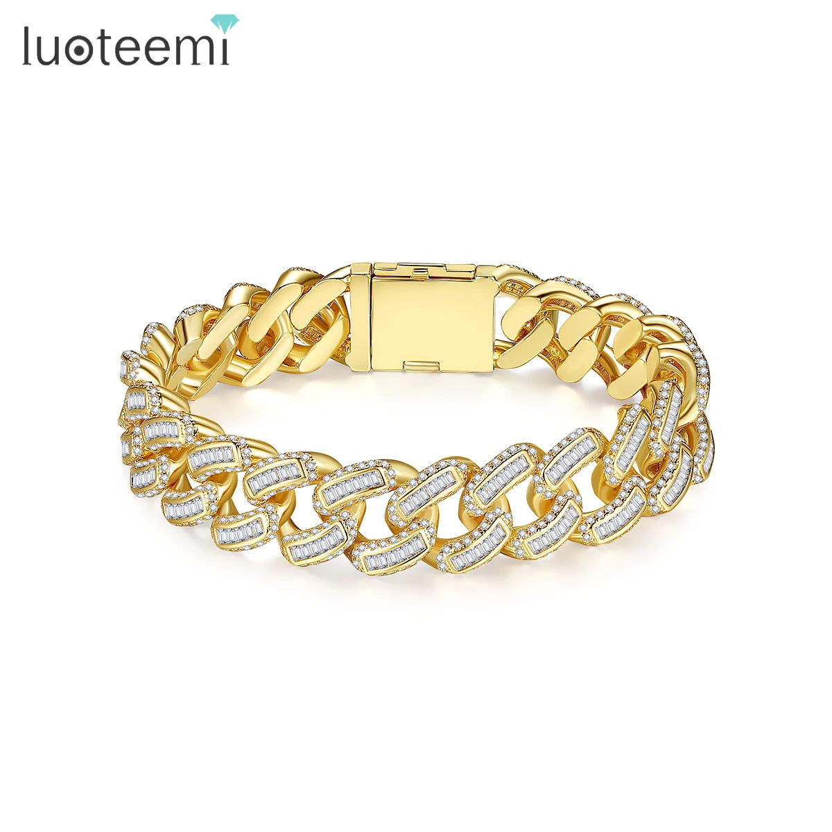 LUOTEEMI Charm Cuban Link Hiphop Hip-Hop Bangle Jewelry Hippie New Bling Iced Out Man Luxury Bracelet