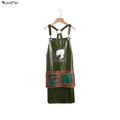 Wanmei Men's Apron Retro Green Leather Material Fashion Trend Barber Shop Haircut Tools