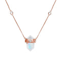 925 Sterling Silver Drop Moonstone Pendant with Rose Gold Necklace Crystals Necklace