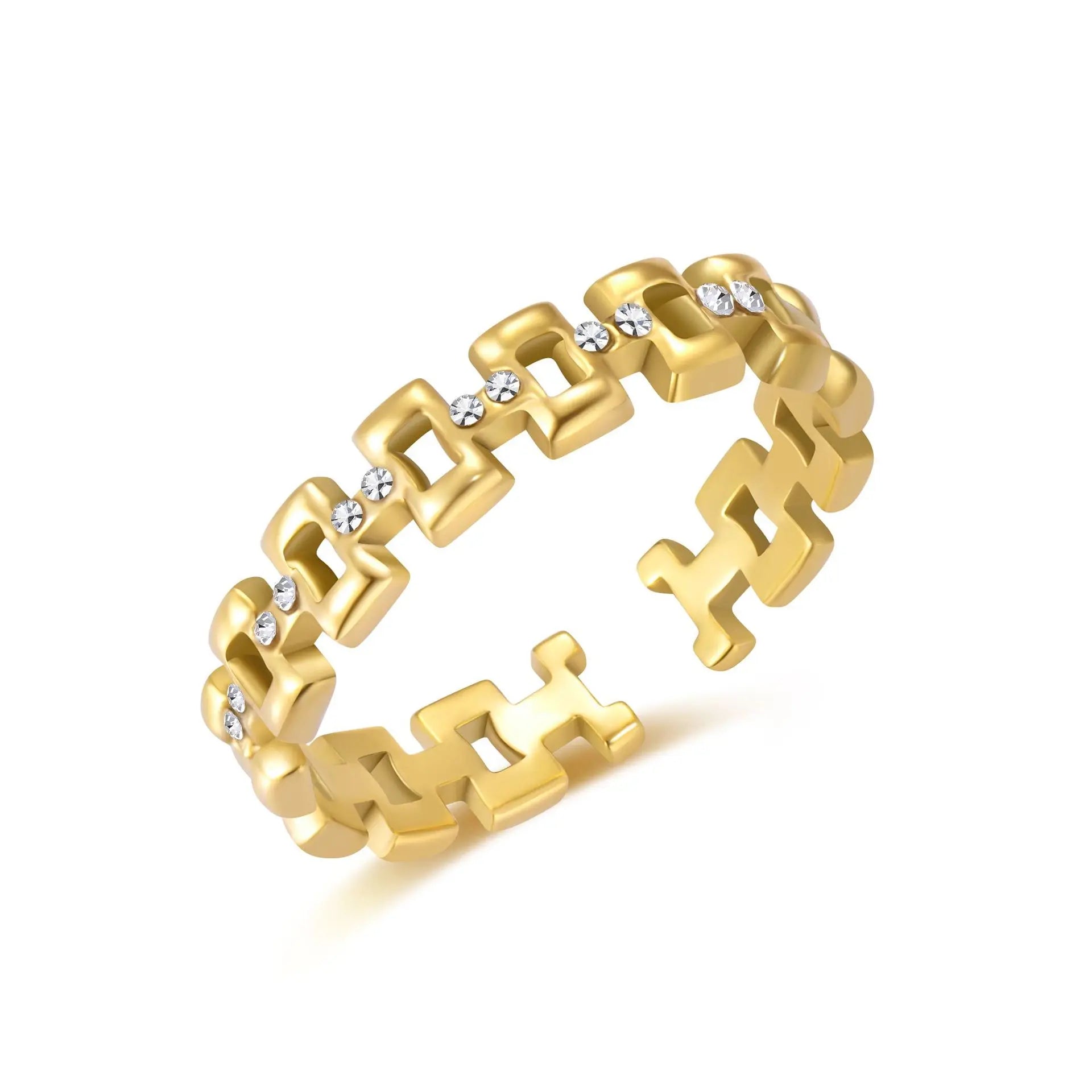 Wholesale Stainless Steel Zircon Beads Charm Unique Chain Shape Like Open Cuff Finger Ring China Wholesale for Retailers