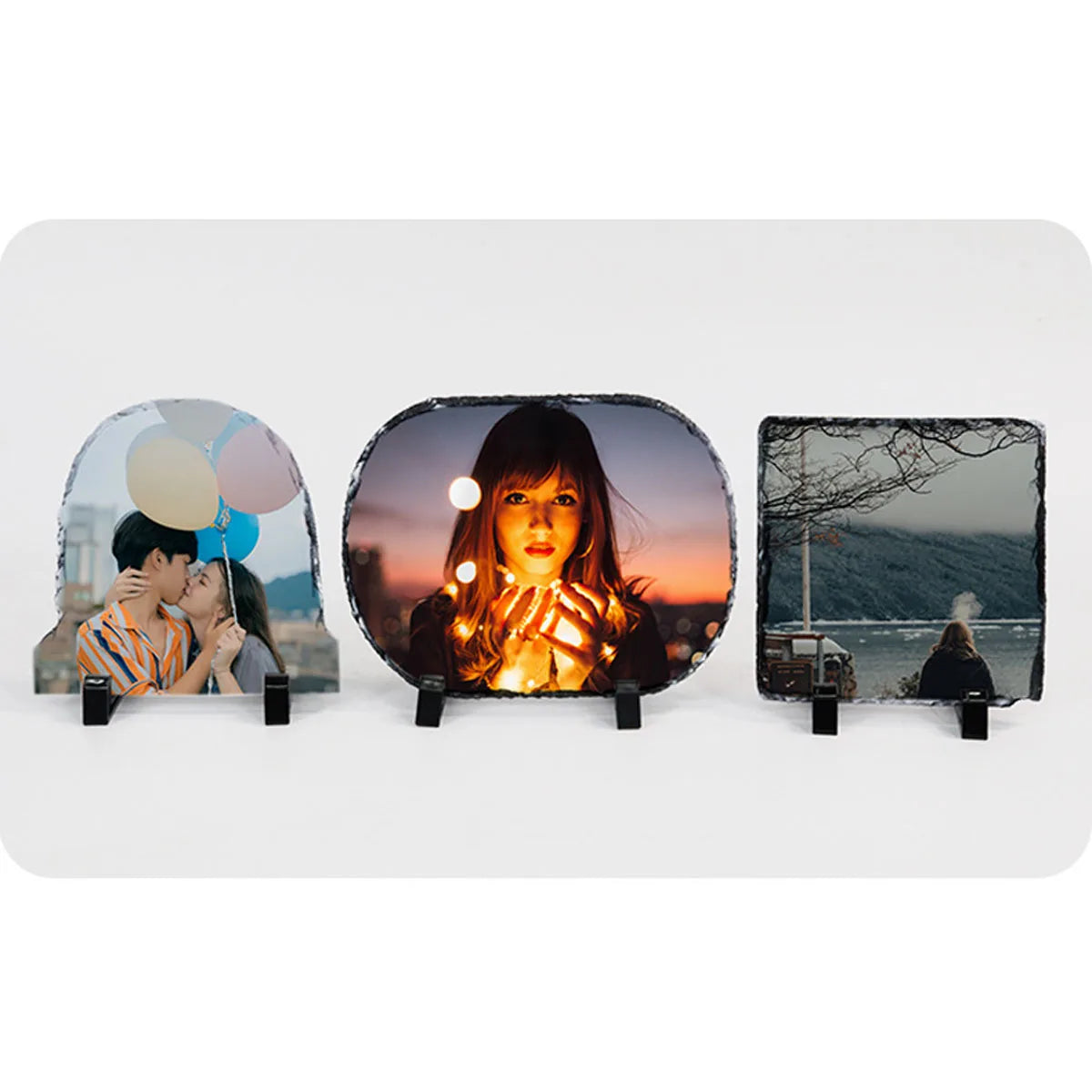 DIY Customizable Natural Stone Limestone Heart Photo Slate in Multiple Shapes Sizes Sublimation Photo Slate for Home Decoration
