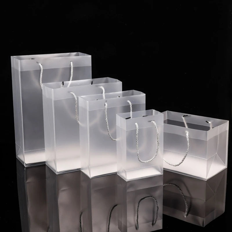 Transparent Shopping Tote Bag Custom Logo Pp Plastic Tote Bag Pvc Transparent Frosted Gift Bag