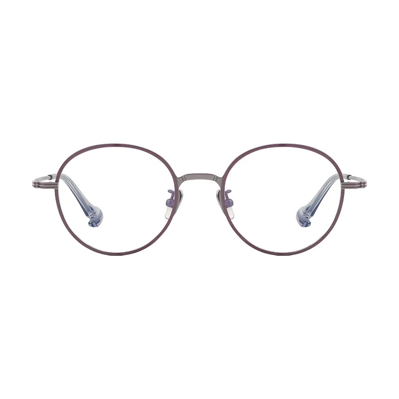 Custom Logo Retro Round Pure Titanium Optical Eyeglasses Frames Diamond-Shaped Prescription Glasses