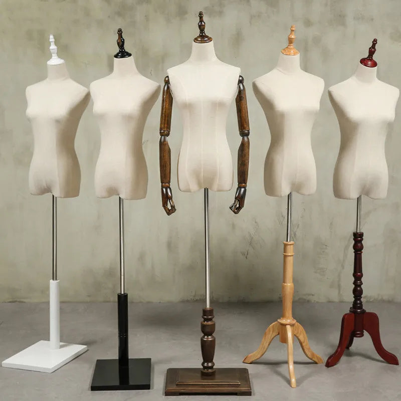 Half Body Mannequin With Wooden Arms Clothing Store