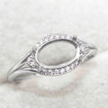 Sterling Silver 6*9mm Semi Mount Ring Frame Empty Blank Support Claw Setting S925 Base Holder Without Center Stone for DIY Inlay
