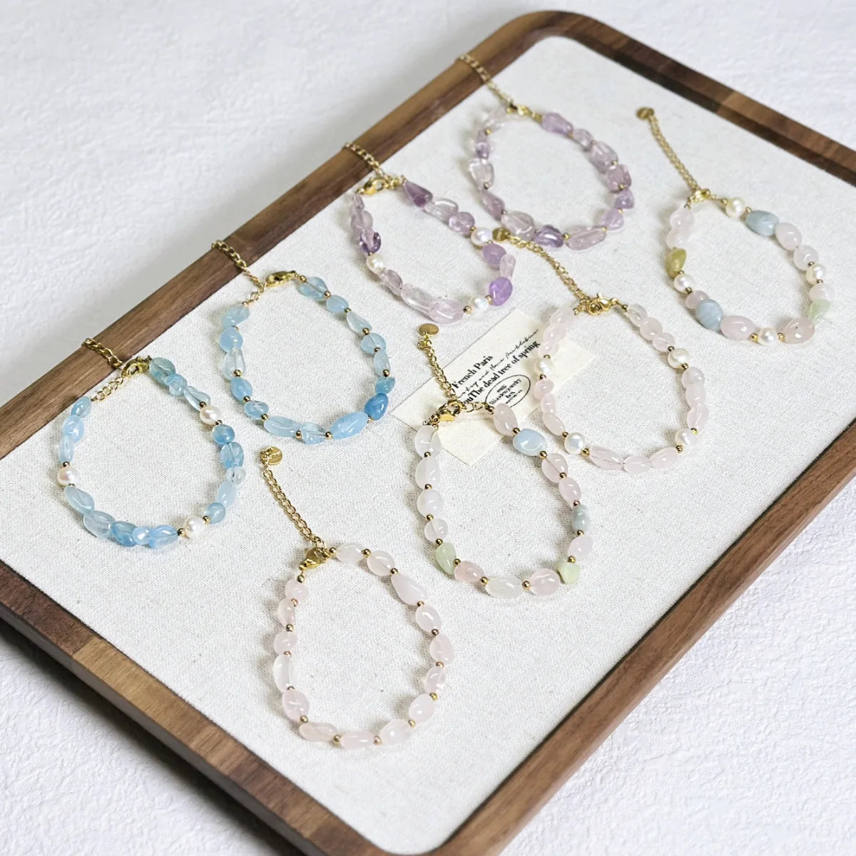 New Arrival Natural Stone Crystal Bracelet Stainless Steel Chain Simple Fresh Water Pearl Beaded Bracelet for Women