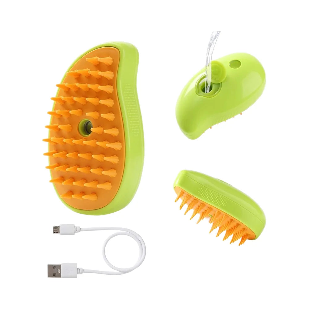 3-in-1 Small Style Silicone Pet Steamy Brush for Cats Dogs Water Spritz Defur Comb Hair Removal Box Packed Pet Grooming Tool