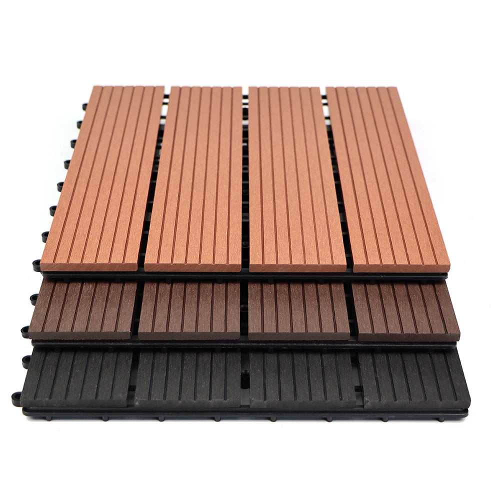 Cheap Square Anti-Slip Brushed WPC Composite Deck Tiles for Garage Car Wash & Swimming Pool Outdoor Use-DIY Inlocking