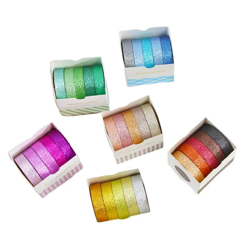 Ready Ship Bling Bling UV Glitter Adhesive for Washi Tape Single Sided 10mm Pressure Sensitive DIY Masking Decorative Box
