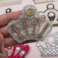 Yiwu Wintop Fashion Accessories Various Design Iron on Pearl Rhinestone Crown Patches Applique for Clothes