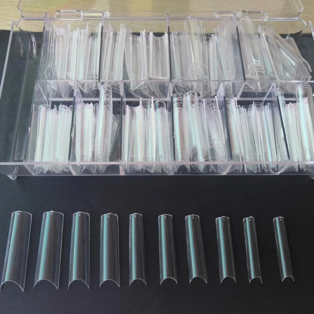 44mm  XXL C Curve Straight Length Extra Long Curved Half Cover Tapered square  Acrylic False Nails Tips 400 PCS / Box
