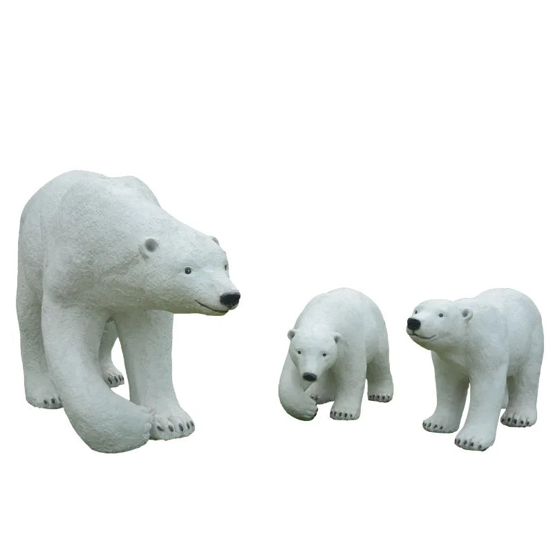 Outdoor Christmas Jungle Theme Party Decoration Life-size Polar Bear Fiberglass Wild Animal Sculpture for Sale