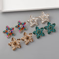 Wholesale Gold Plated Pentagram Earrings Colorful Sparkling Rhinestone Crystal Star Stud Pearl Main Stone Jewelry for Women
